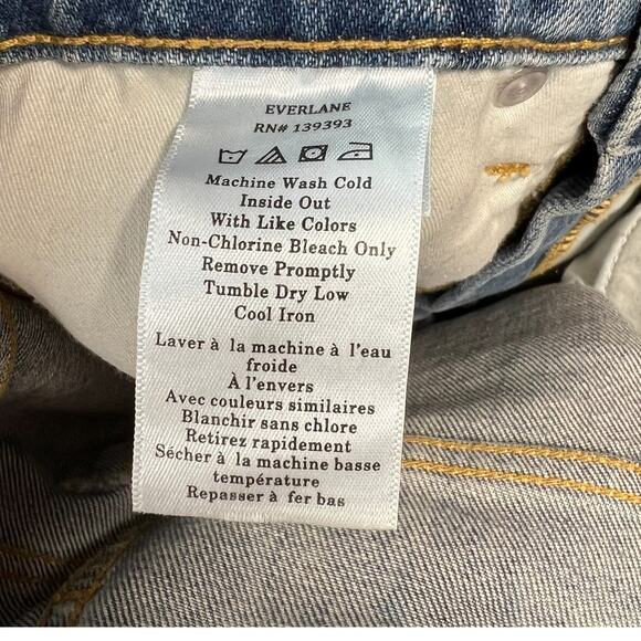 Everlane The High-Rise Flare‎ Jeans Cropped Medium Wash Distressed Size 25 - Picture 13 of 14